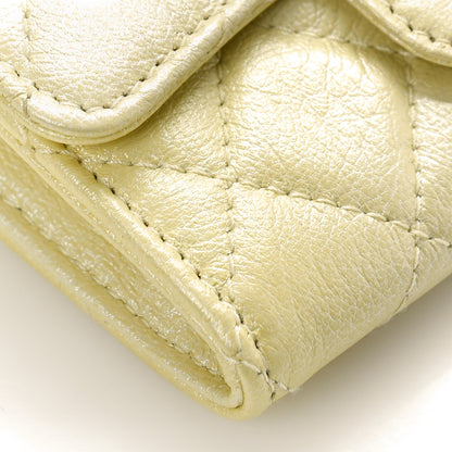 Chanel Cloudy Pearly Goatskin Quilted Flap Card Holder Wallet Light Yellow 8 of 10
