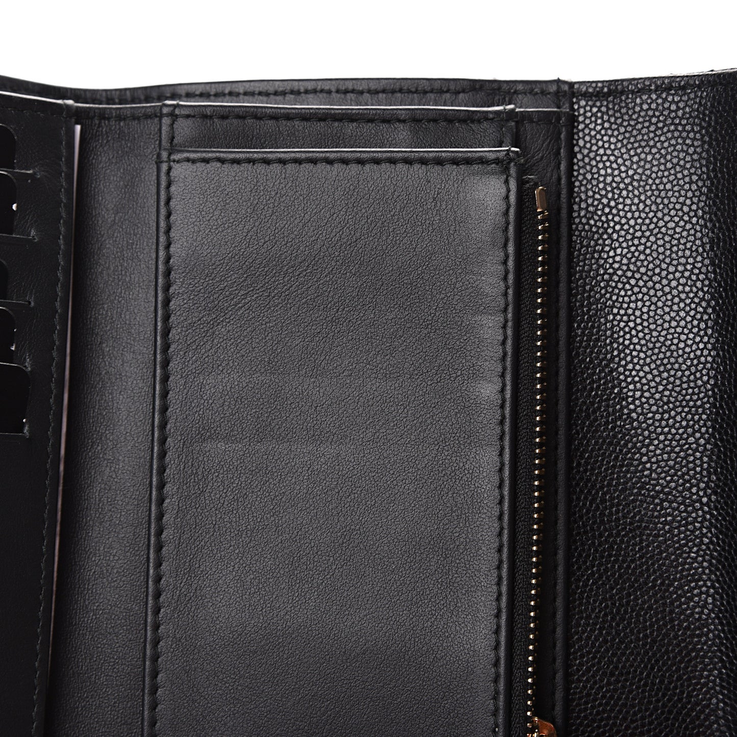 Caviar Quilted Small Golden Class Flap Wallet Black