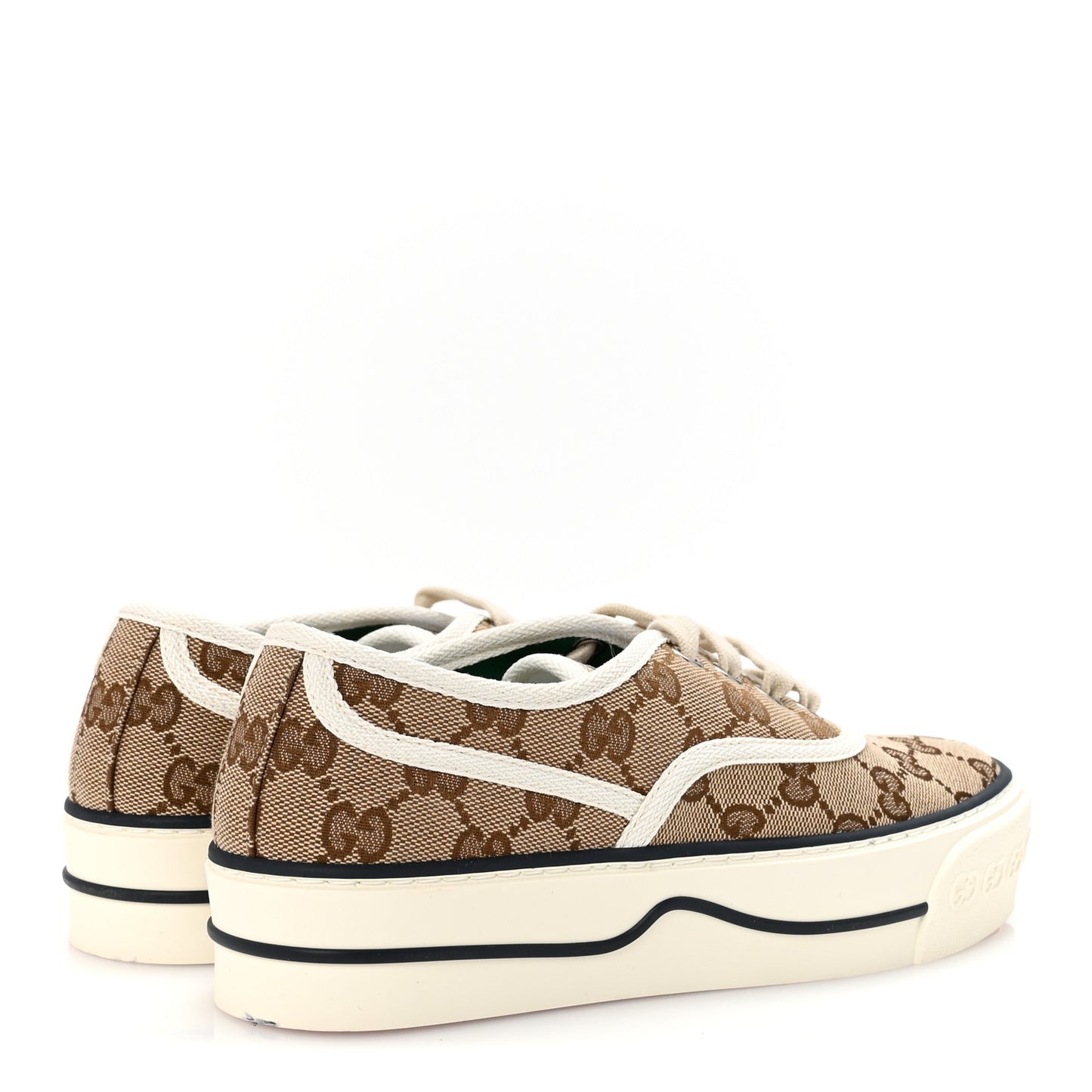 GG Monogram Womens 1977 Tennis Sneakers 35.5 Beige Ebony Mystic White