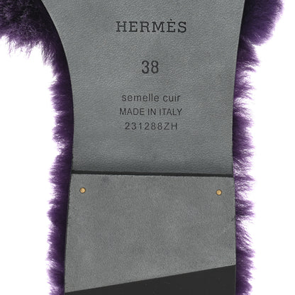 Hermes Woolskin Oran Sandals 38 Violet Fonce 7 of 9
