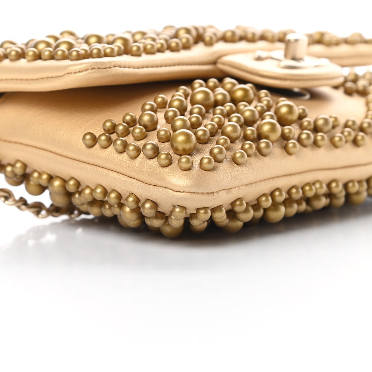 Lambskin Pearls Flap Gold