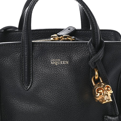 Alexander McQueen Pebbled Calfskin Mini Skull Padlock Zip Around Tote Black 7 of 9