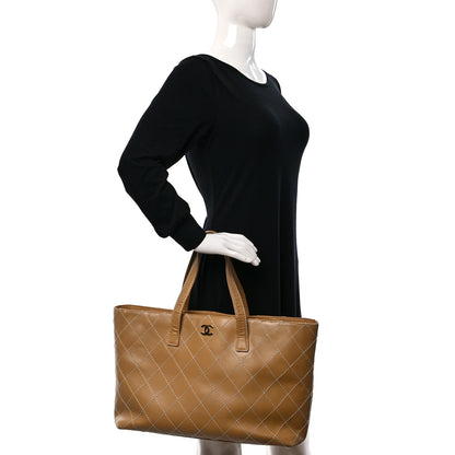 Chanel Calfskin Wild Stitch Large Tote Beige 2 of 11