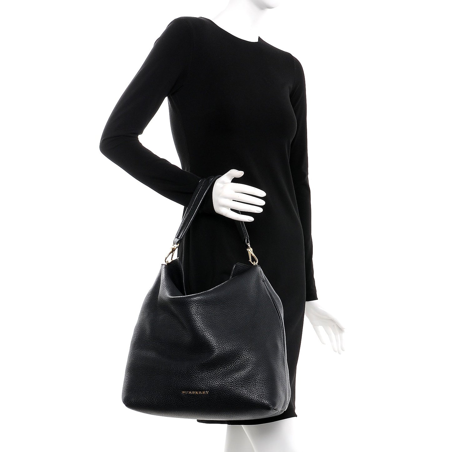 Grainy Calfskin Medium Cale Hobo Black
