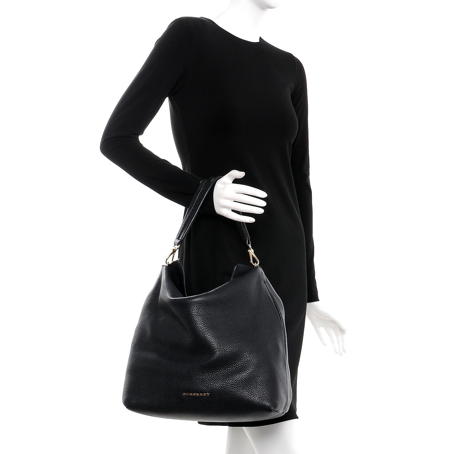 Burberry Grainy Calfskin Medium Cale Hobo Black 2 of 14