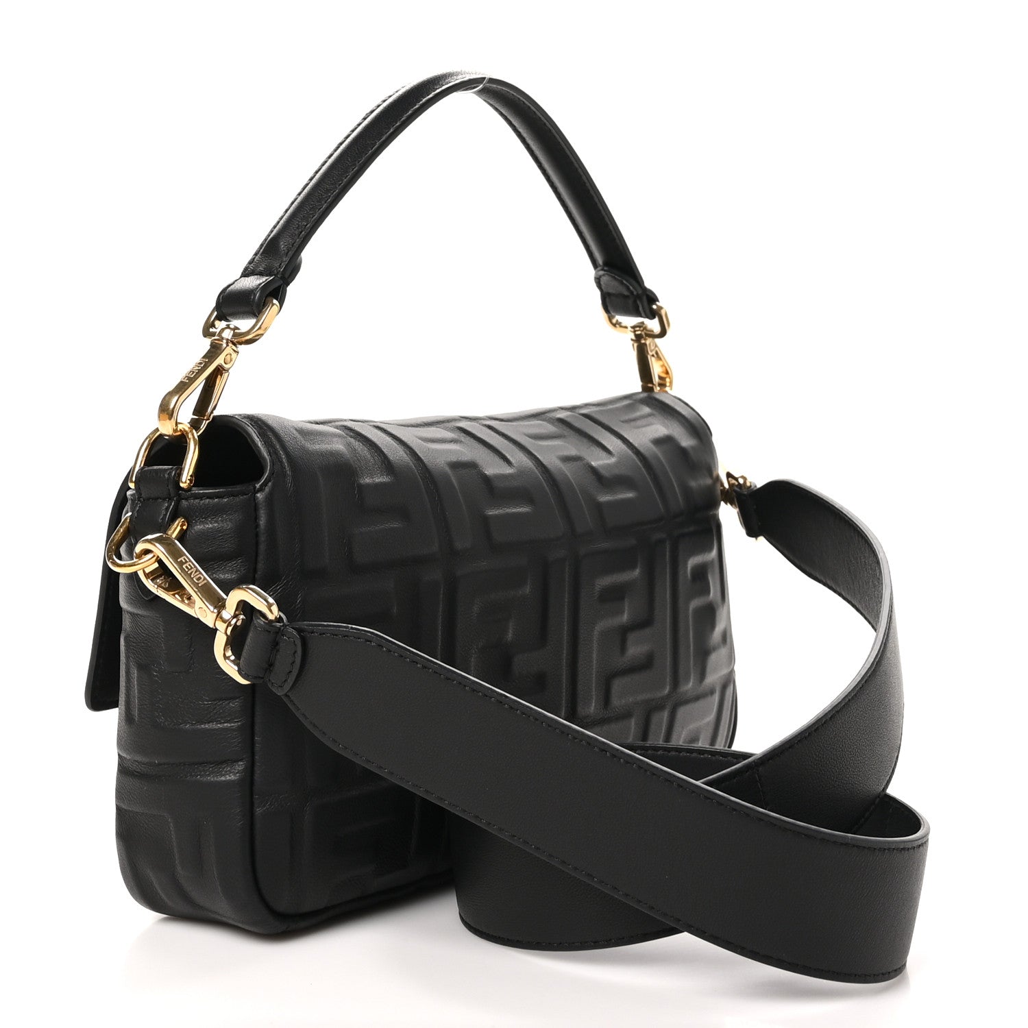 Fendi Nappa FF 1974 Embossed Baguette Black 2 of 9