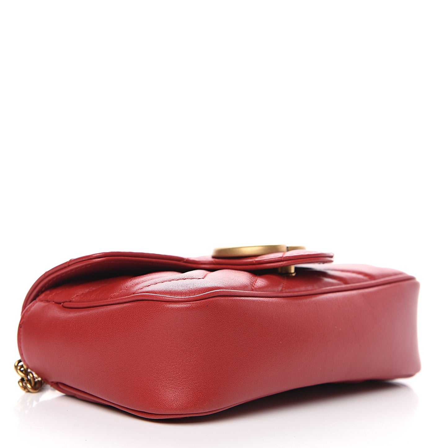 Calfskin Matelasse Super Mini GG Marmont Shoulder Bag Hibiscus Red
