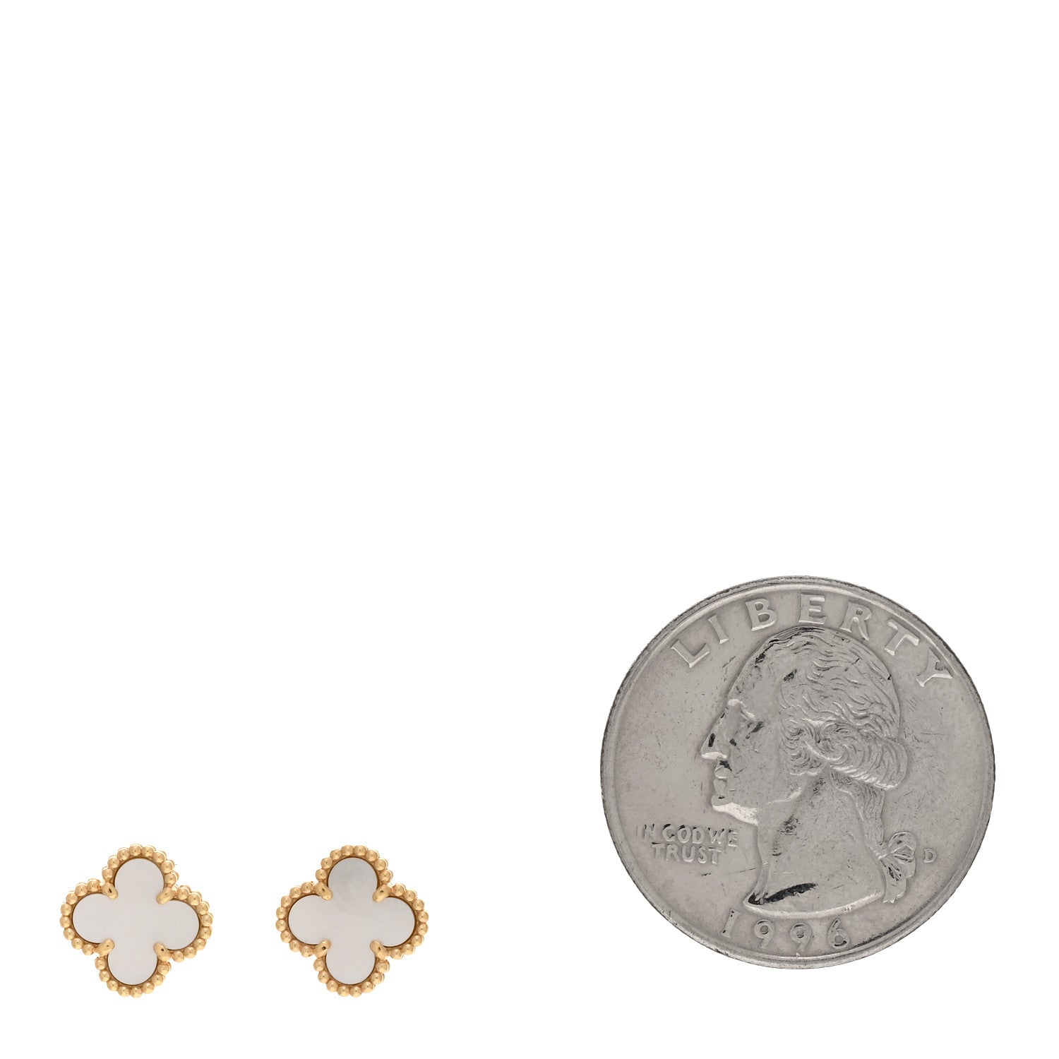 Van Cleef & Arpels 18K Yellow Gold Mother of Pearl Sweet Alhambra Earrings 2 of 5