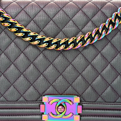 Chanel Iridescent Goatskin Quilted New Medium Boy Flap Purple 8 of 12