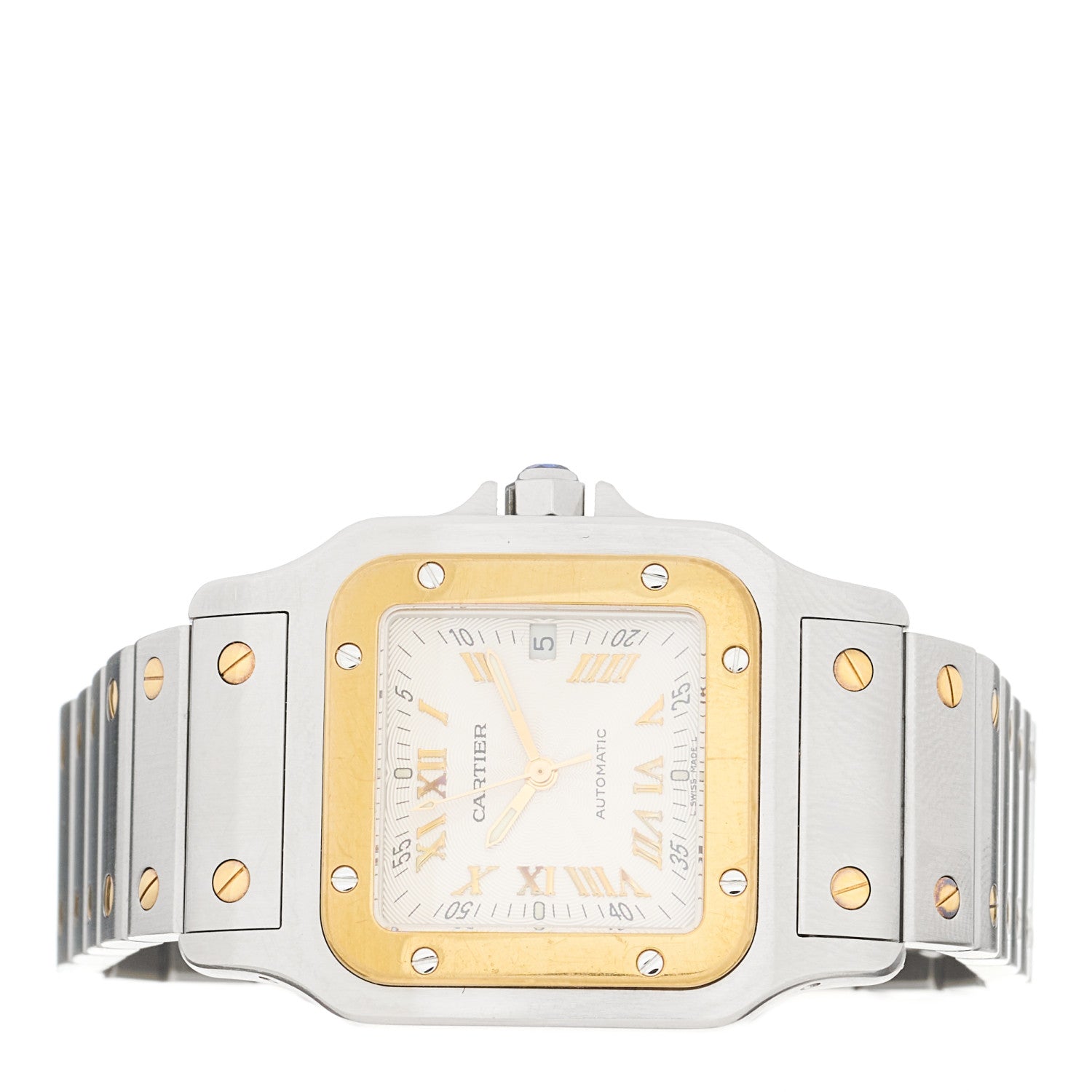 Cartier Stainless Steel 18K Yellow Gold 29mm Santos De Cartier Galbee Automatic Watch 2 of 4
