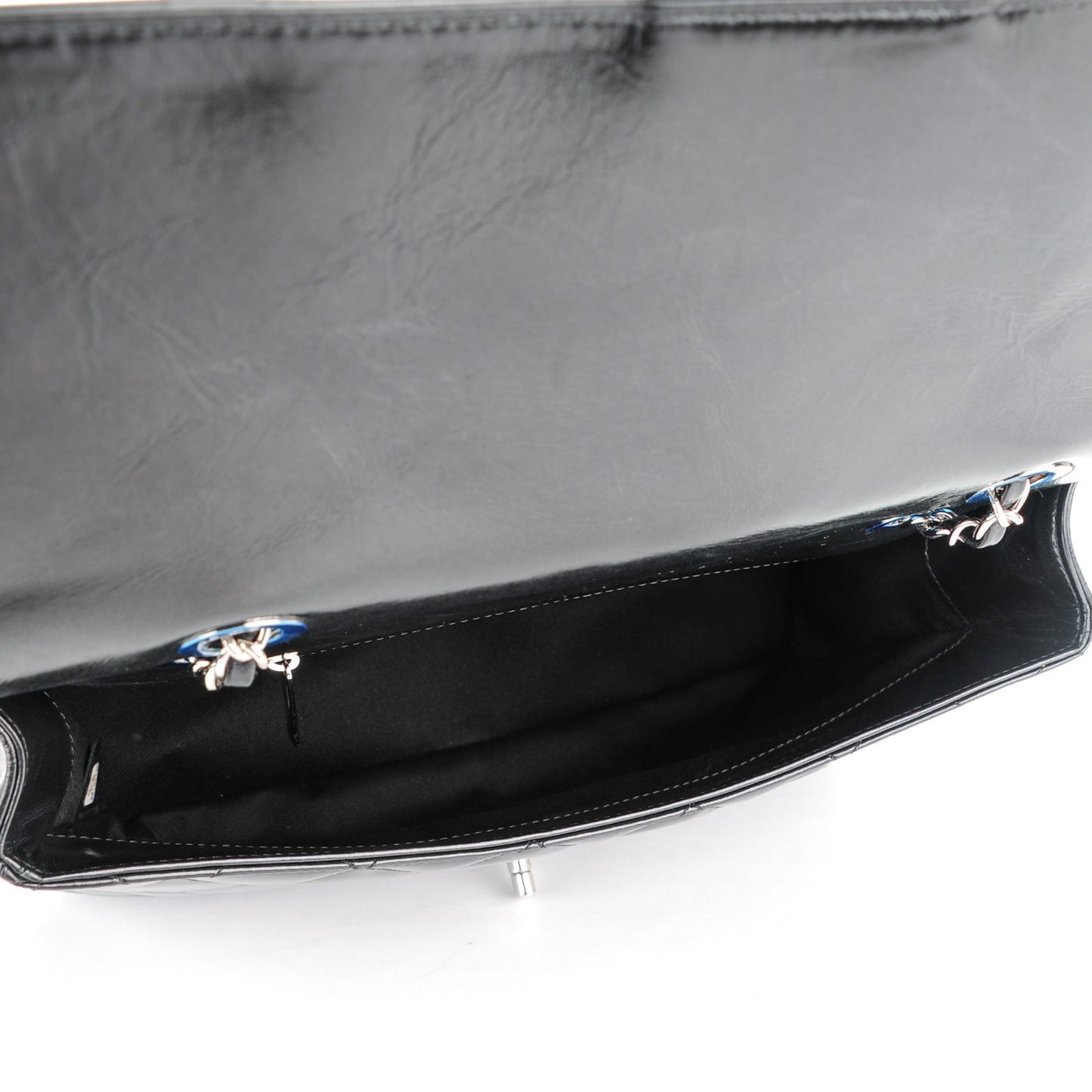 Glazed Calfskin Quilted Small CC Delivery Tote Black