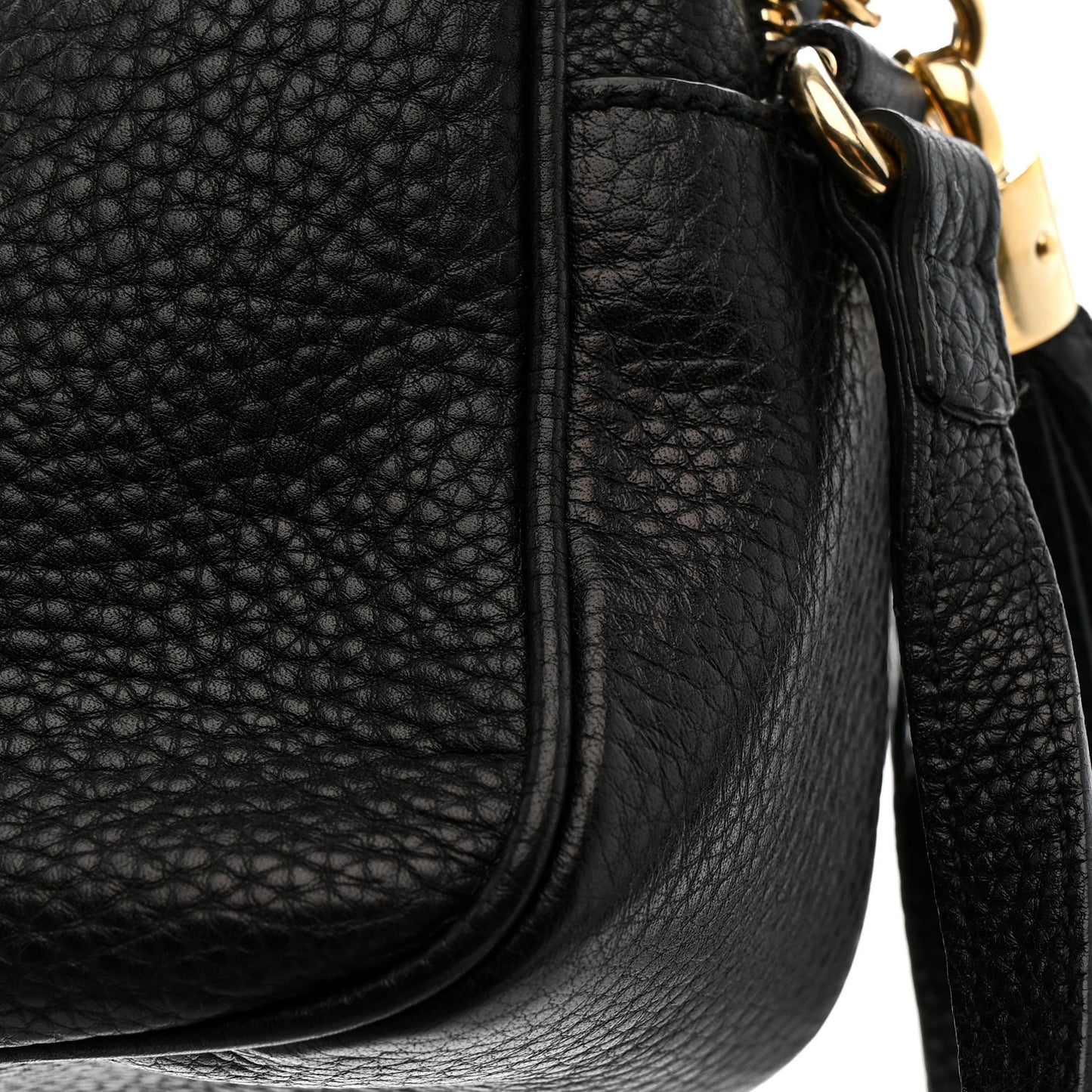 Pebbled Calfskin Small Soho Disco Bag Black