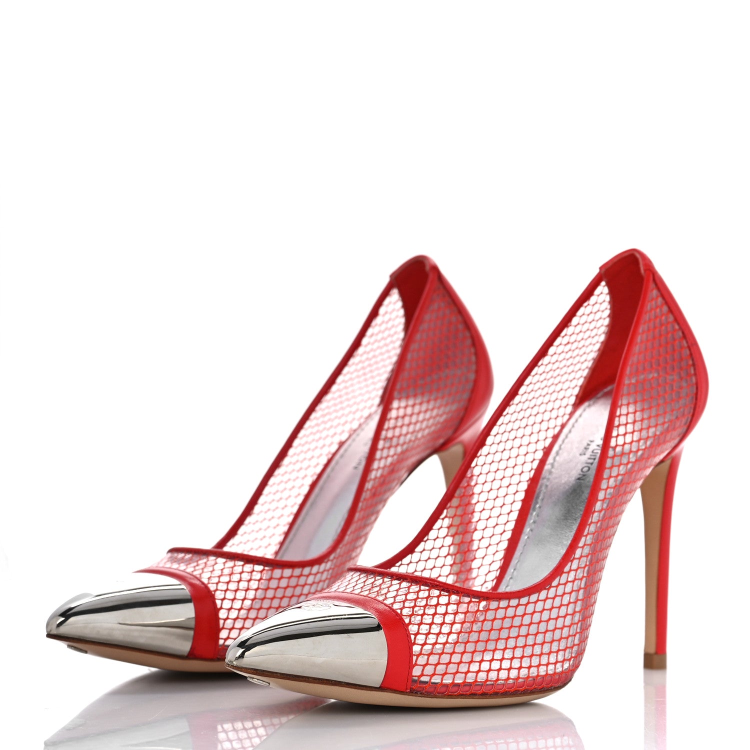 Louis Vuitton Calfskin Mesh PVC Urban Twist Pumps 36 Red 4 of 8