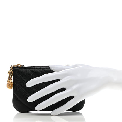 Chanel Caviar Chevron Quilted Small Ancient Greek Charms Cosmetic Case Black 2 of 7