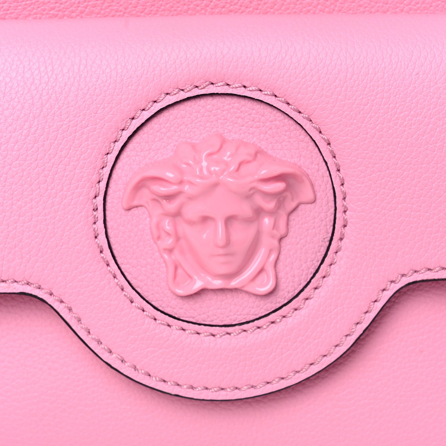 Grained Calfskin Medusa Camera Bag Pink