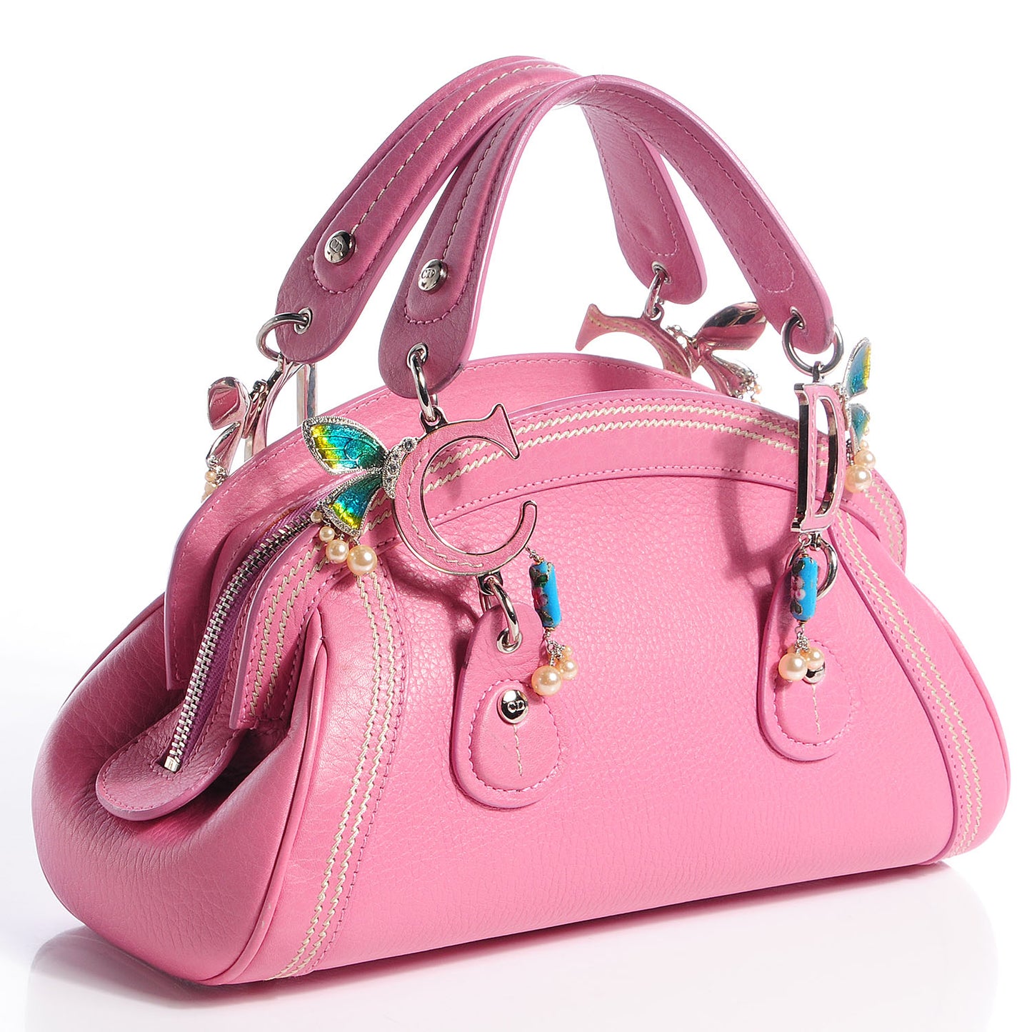 Leather Small Butterfly Detective Satchel Pink