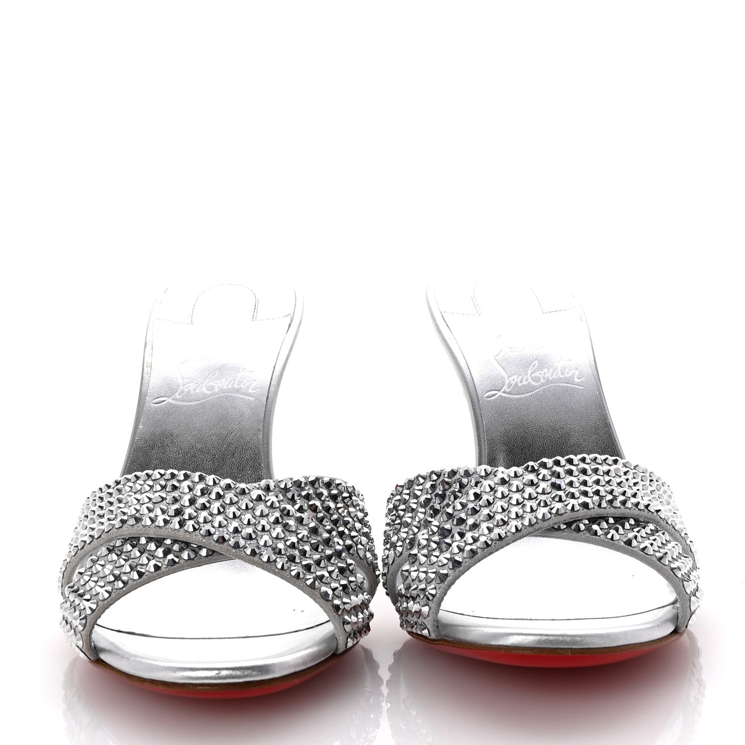 Christian Louboutin Suede Metallic Kid Lambskin Strass Mariza Is Back 85 Sandals 35 Silver 3 of 9