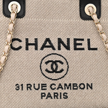 Chanel Mixed Fibers Small Deauville Tote Beige Black 10 of 13