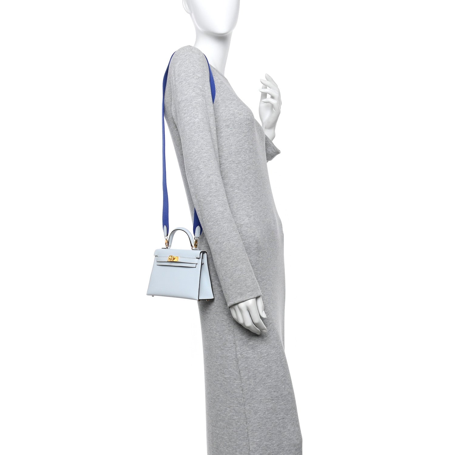 Hermes Chevre Mysore Mini Kelly Sellier 20 Bleu Brume Bleu Electrique 2 of 11