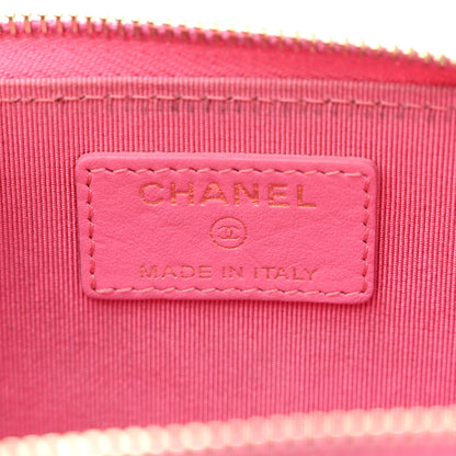 Chanel Caviar Quilted Zipped Key Holder Case Pink 6 of 14