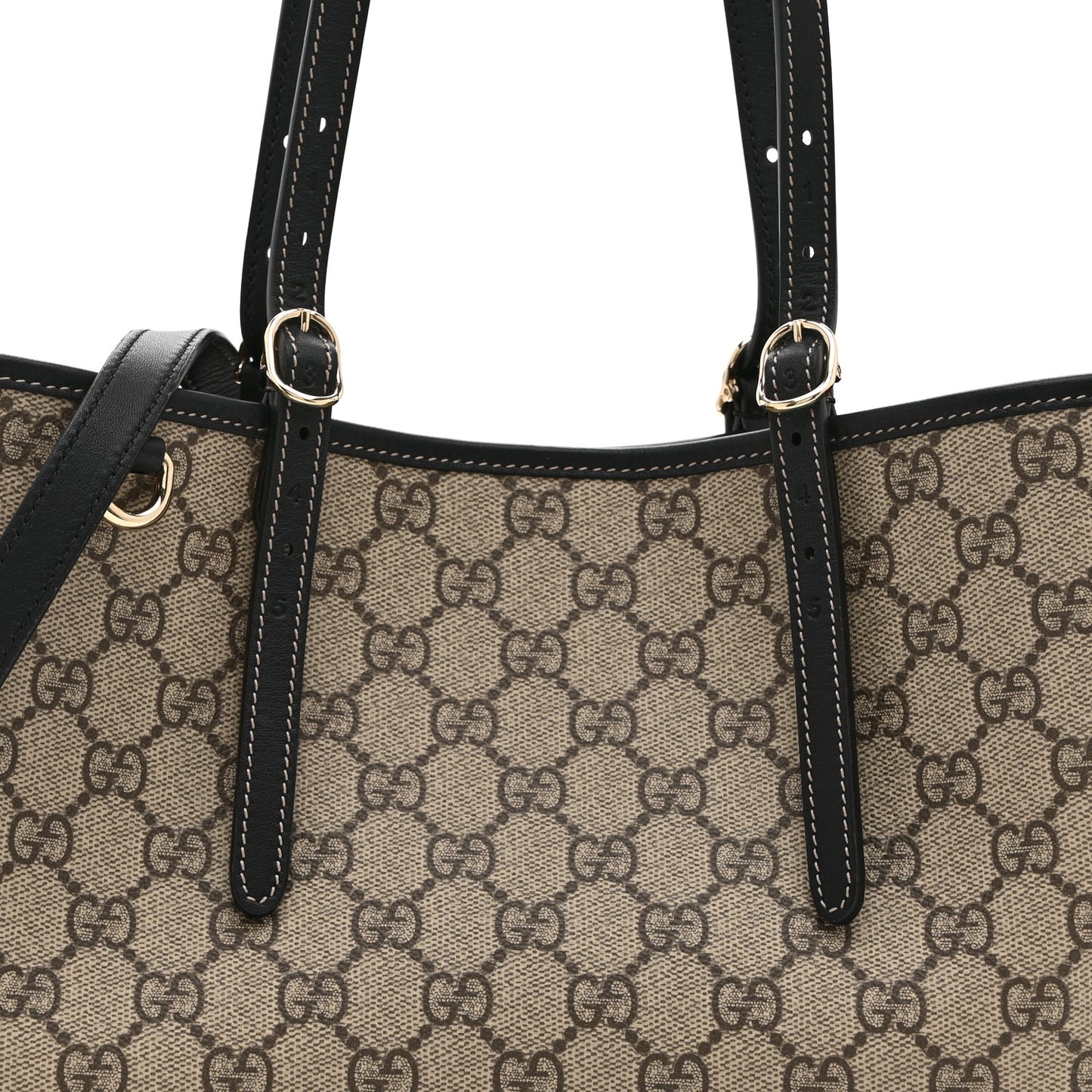 GG Supreme Monogram Emblem Medium Tote Bag Beige Black
