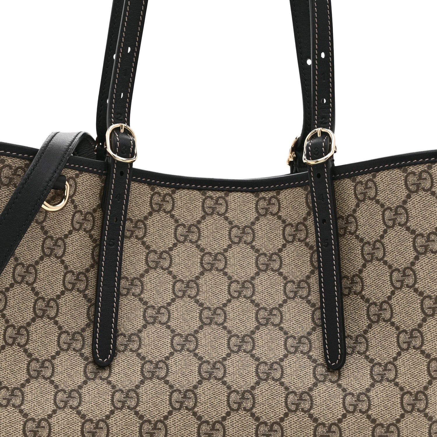 Gucci GG Supreme Monogram Emblem Medium Tote Bag Beige Black 9 of 11
