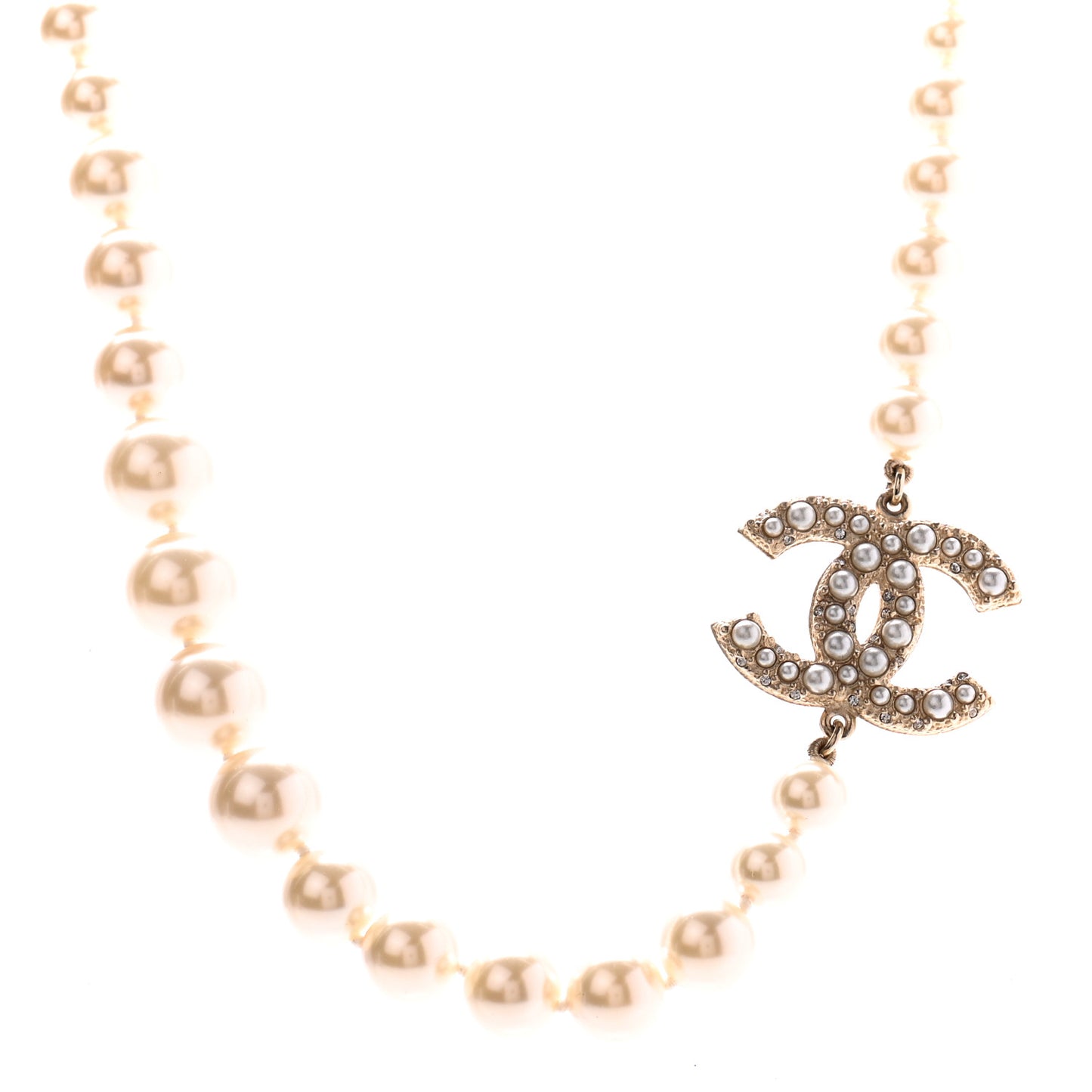 Pearl CC 100th Anniversary Necklace Light Gold