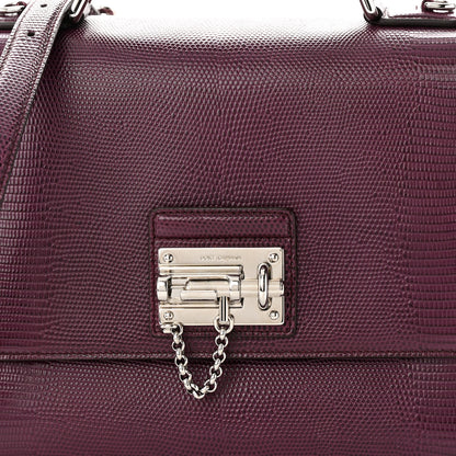 Dolce & Gabbana Lizard Calfskin Embossed Medium Monica Top Handle Bag Purple 8 of 10