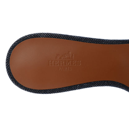 Hermes Calfskin Denim Oasis Sandals 36 Bleu Brut Gold 7 of 9