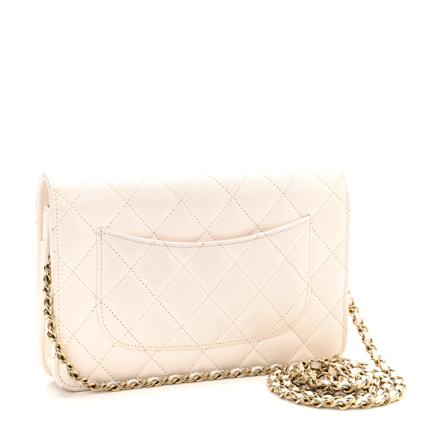 Caviar Quilted Wallet On Chain WOC White