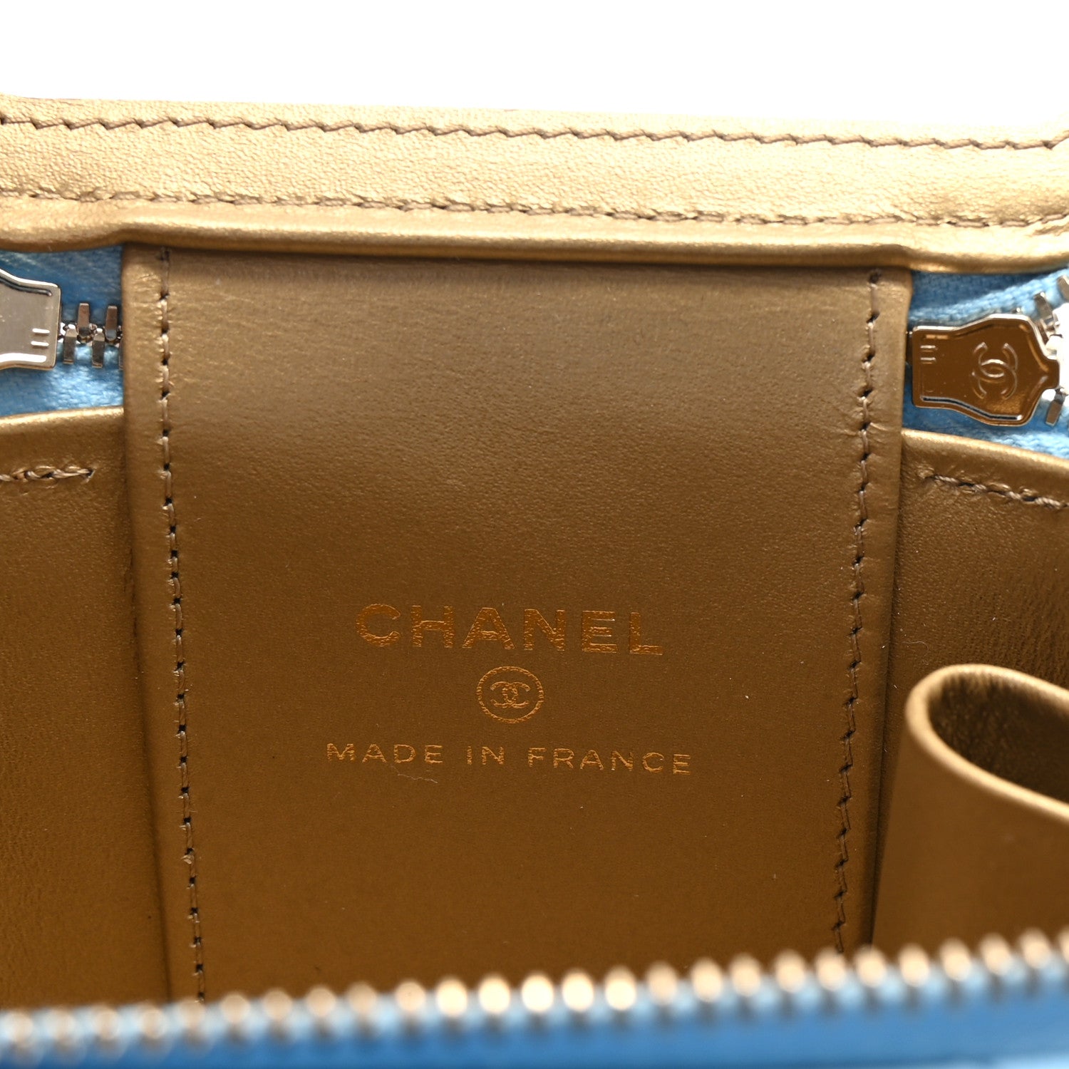 Chanel Lambskin Quilted Pearl Crush Mini Vanity Case With Chain Light Blue 6 of 11