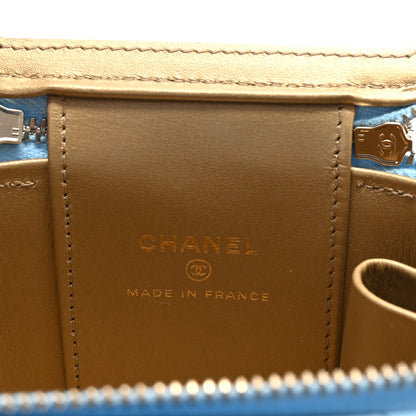 Chanel Lambskin Quilted Pearl Crush Mini Vanity Case With Chain Light Blue 6 of 11