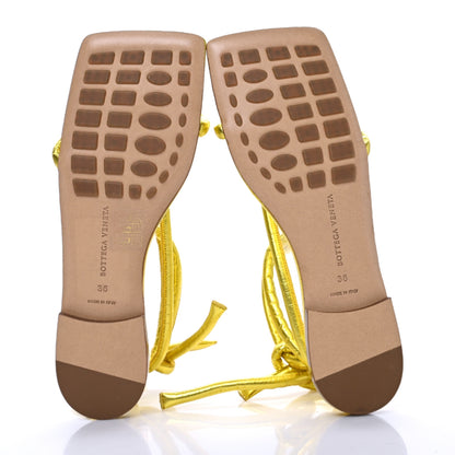 Bottega Veneta Metallic Nappa Knotted Square Flat Sandals 36 Gold 5 of 7