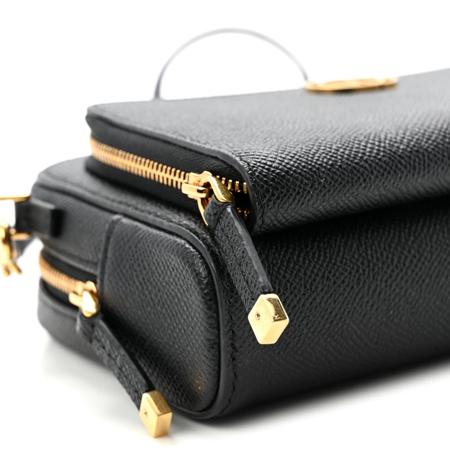 Christian Dior Grained Calfskin Caro Double Pouch Black 9 of 10