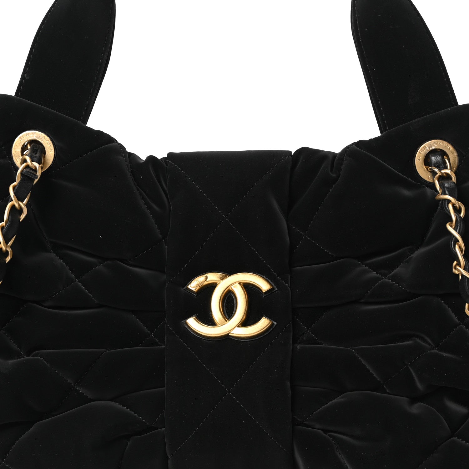 Chanel Velvet Effect Nylon Quilted Bow Bag Black 8 of 11