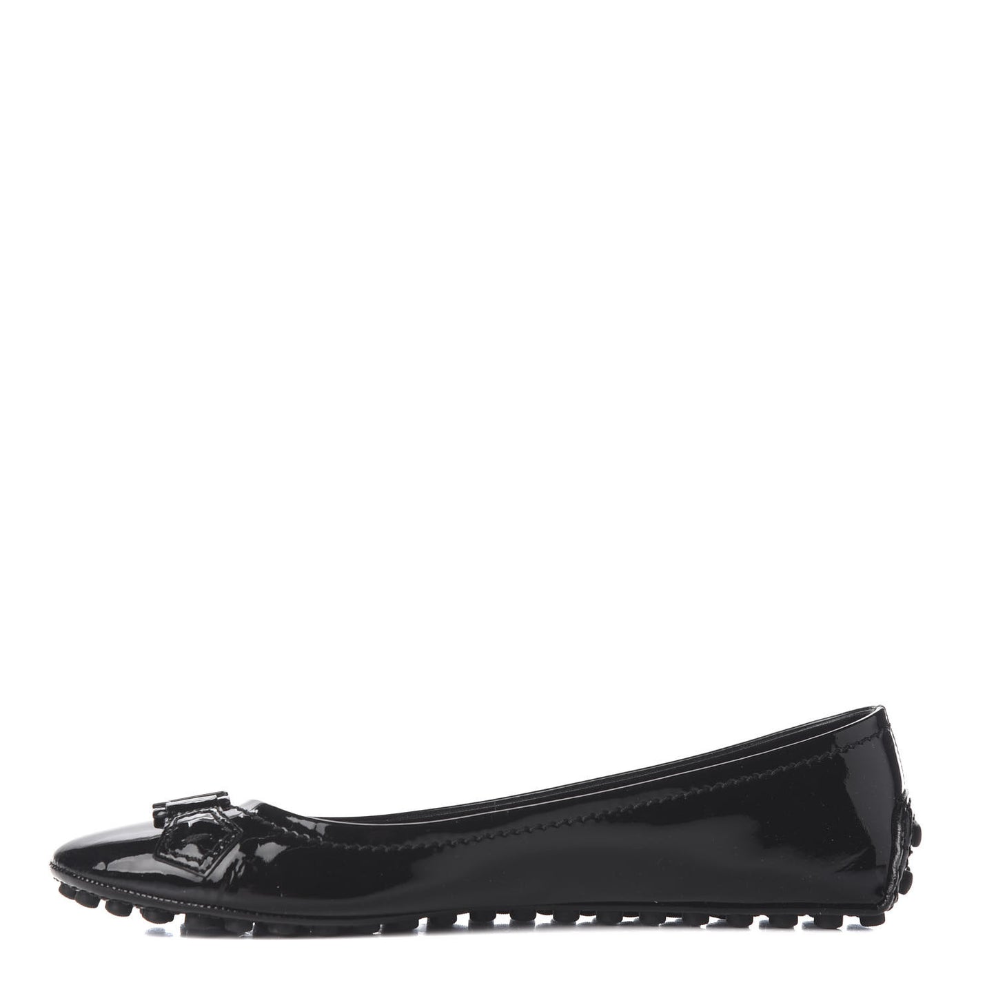 Patent Calfskin Oxford Ballerina Flats 38.5 Black