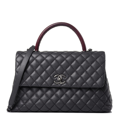 Chanel Caviar Lizard Quilted Medium Coco Handle Flap Grey 1 of 12