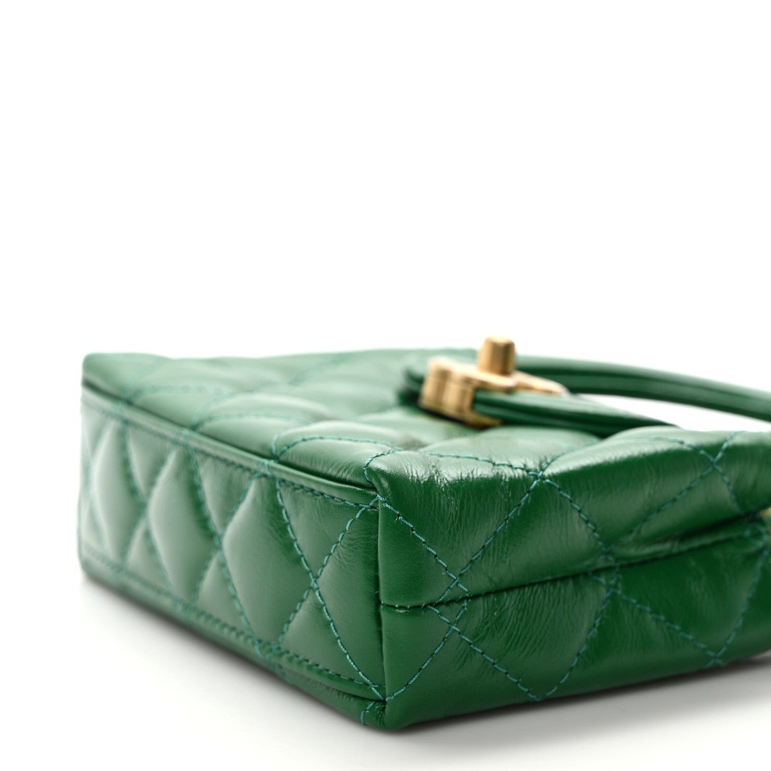 Chanel Shiny Aged Calfskin Quilted Mini Nano Kelly Shopper Green 8 of 10