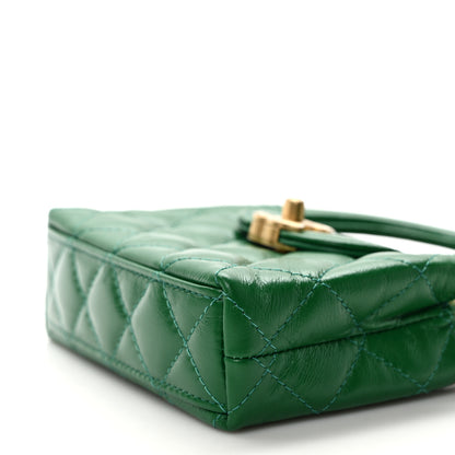 Chanel Shiny Aged Calfskin Quilted Mini Nano Kelly Shopper Green 8 of 10