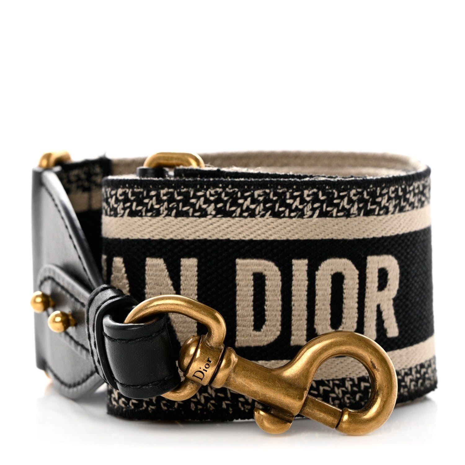Christian Dior Canvas Embroidered Shoulder Strap Black 1 of 6
