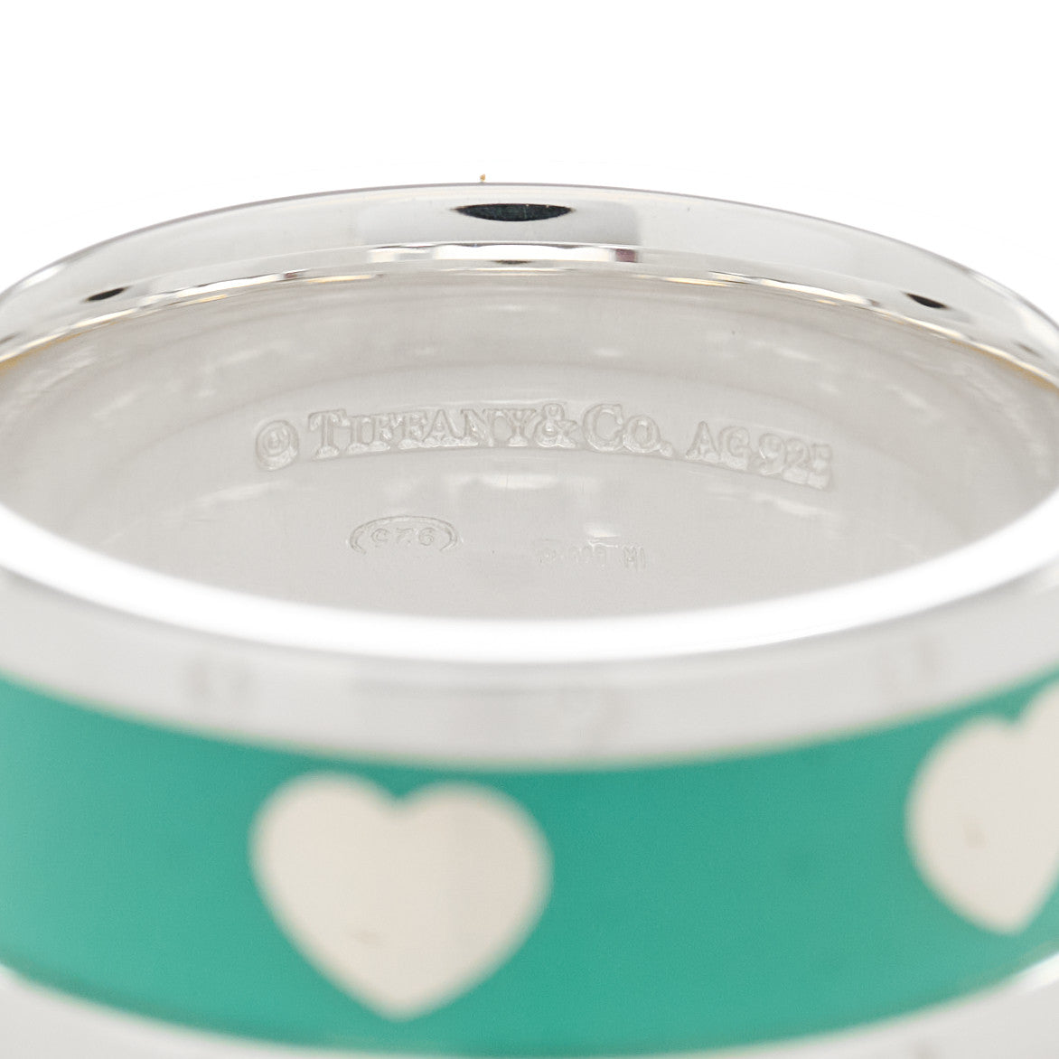 Sterling Silver Enamel Heart Band Ring 50 5.5