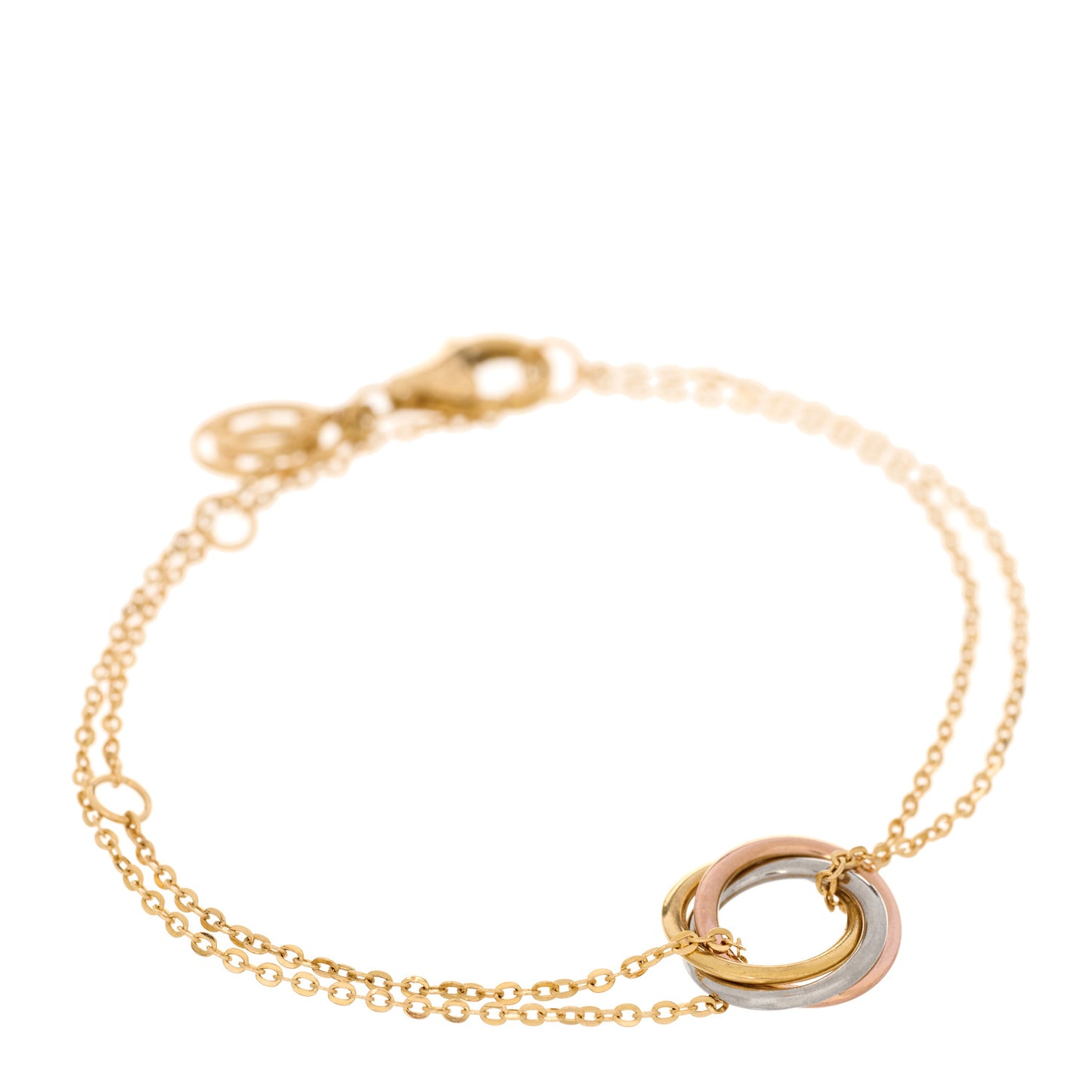 18K Pink Yellow White Gold Trinity Bracelet