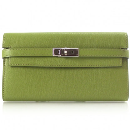 Hermes Clemence Kelly Longue Wallet Sage 1 of 9