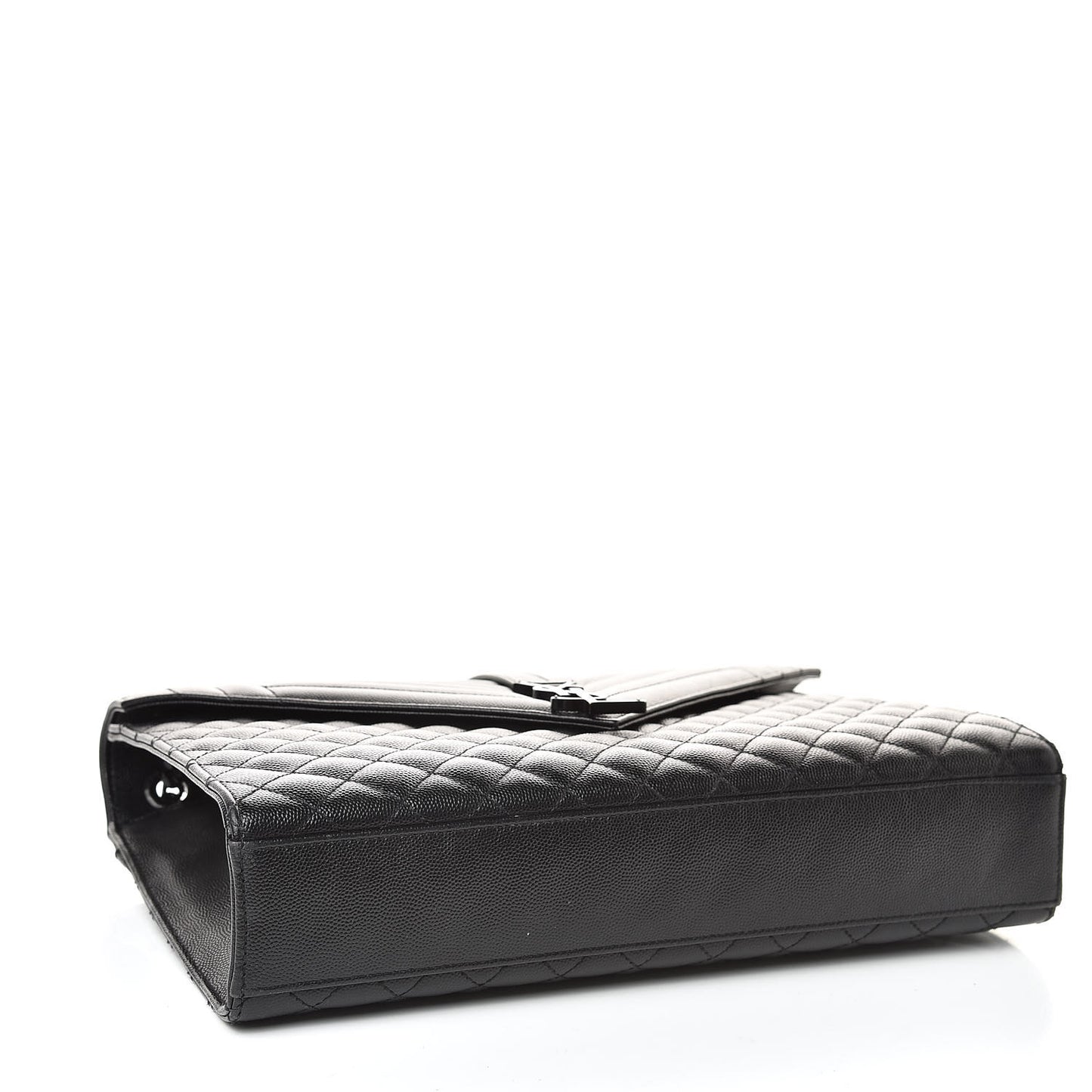 Grain De Poudre Textured Mixed Matelasse Large Triquilt Monogram Monochrome Satchel Black