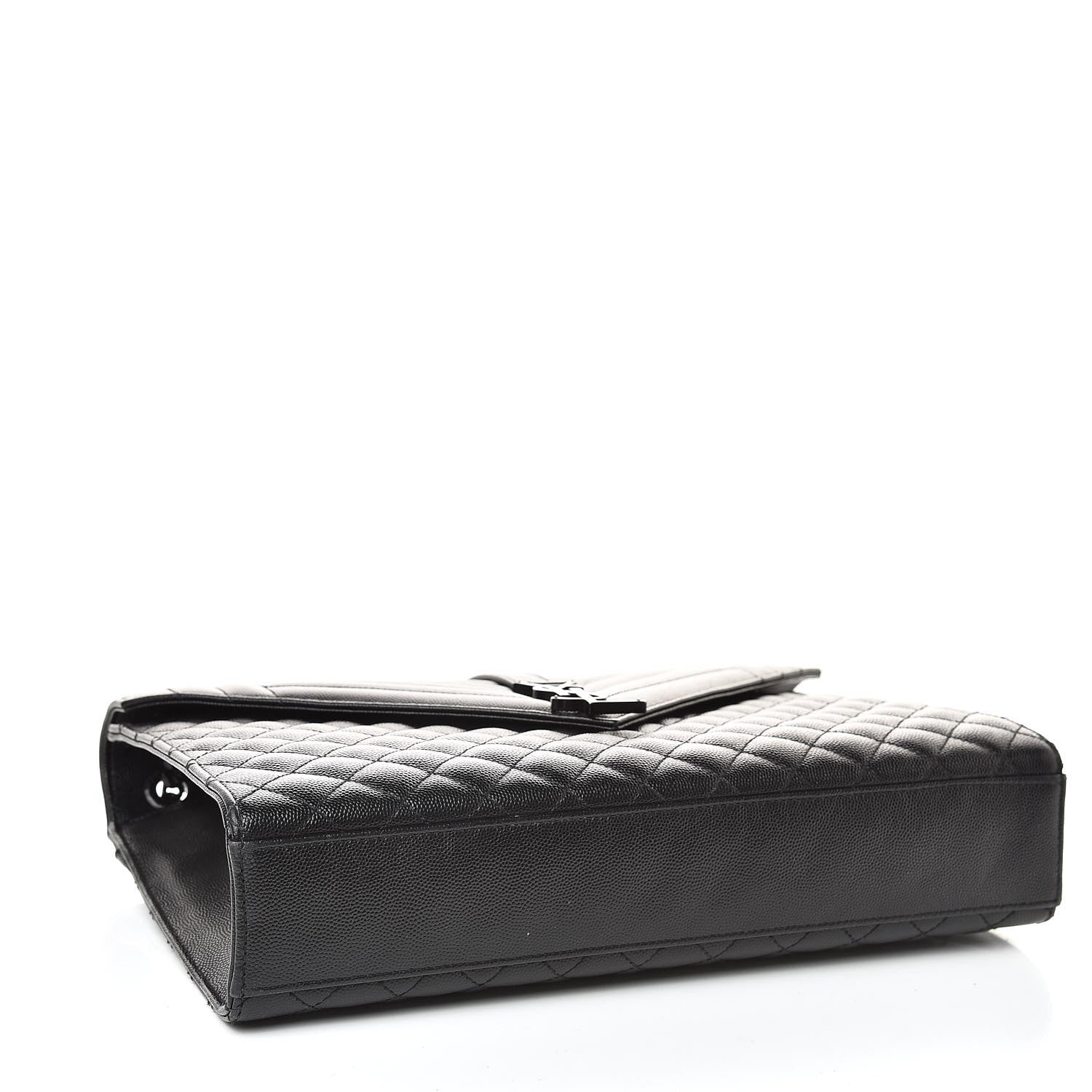Saint Laurent Grain De Poudre Textured Mixed Matelasse Large Triquilt Monogram Monochrome Satchel Black 4 of 10