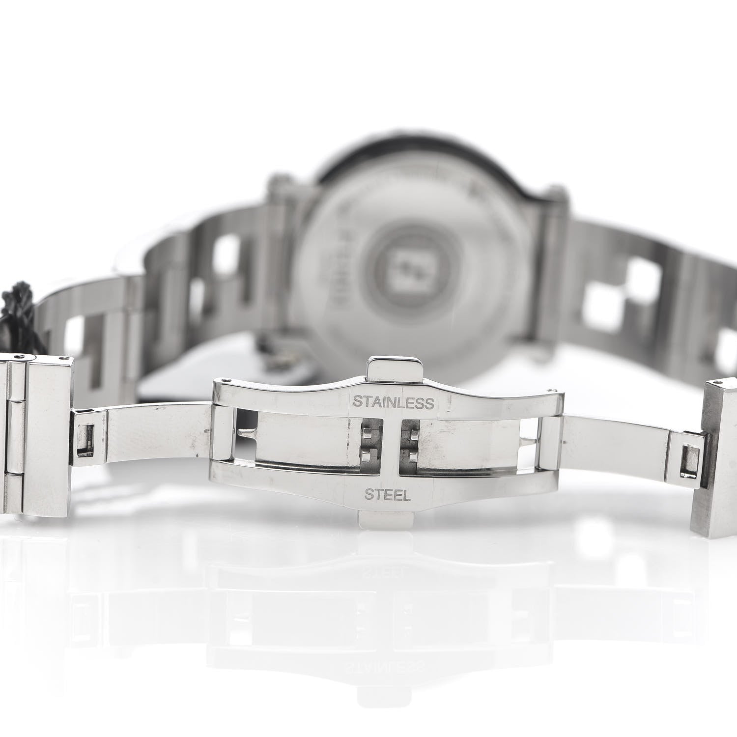Fendi Stainless Steel 38mm Round Quadro Quartz Watch Black 6 of 7