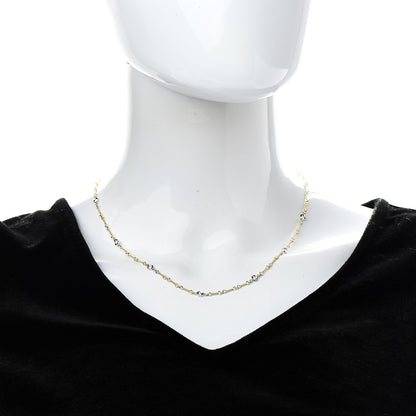 Roberto Coin 18K Yellow White Gold Diamond By the Inch Seven Station Dog Bone Necklace 2 of 6