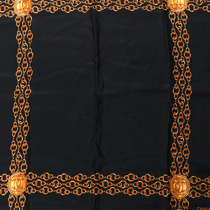 Chanel Silk Printed Chain Scarf Black 2 of 3