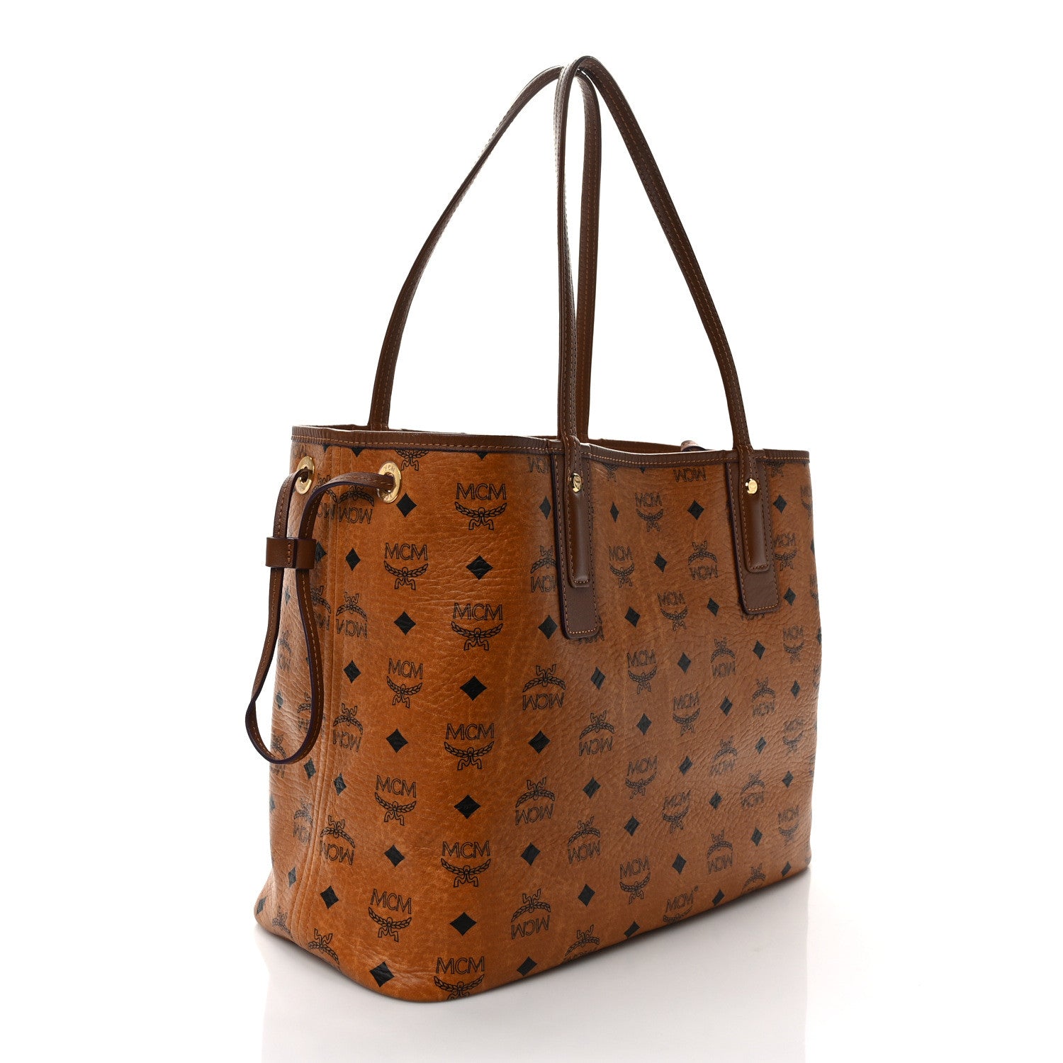 MCM Visetos Medium Liz Reversible Shopper Tote Cognac 5 of 21