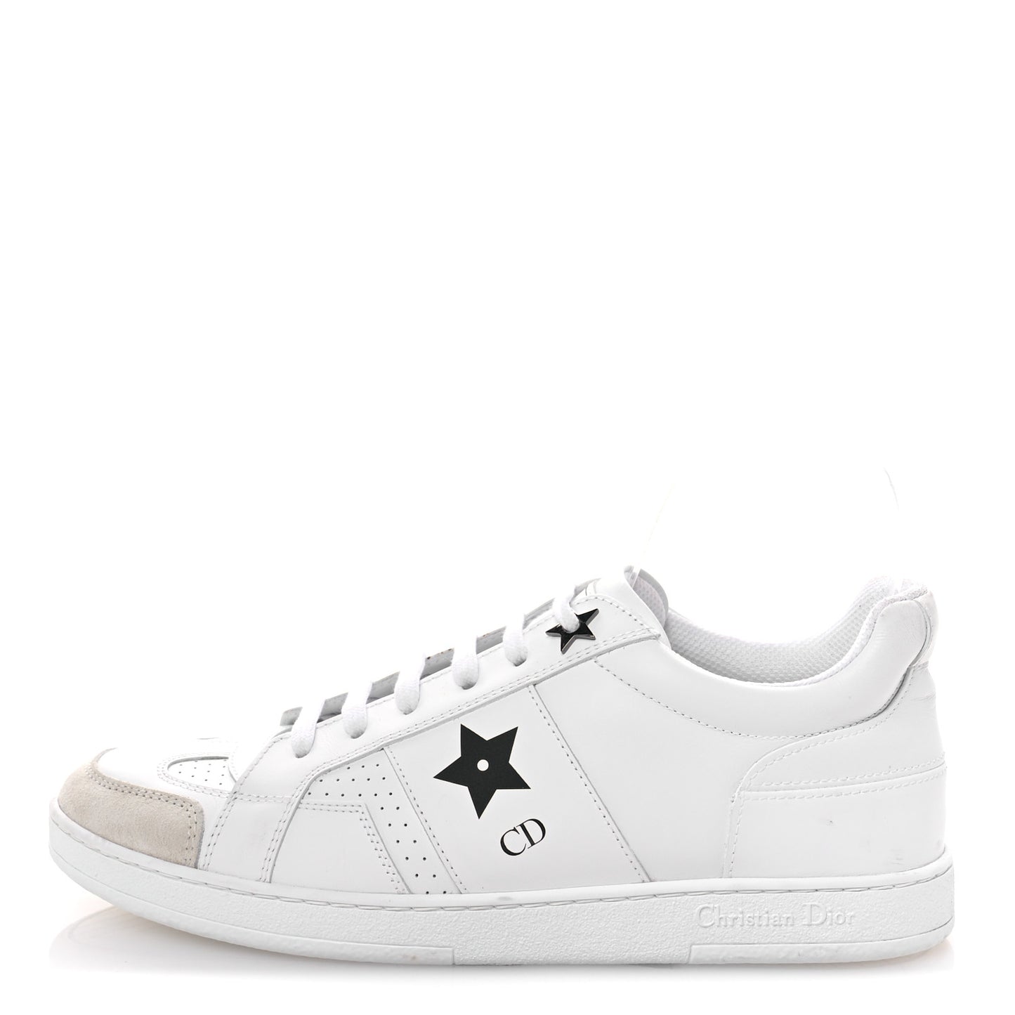 Calfskin Suede Dior Star Low Top Sneakers 37 White